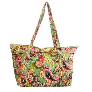 Vera Bradley Large Vibrant Green and Pink “tutti fruitti” Paisley Weekend Tote